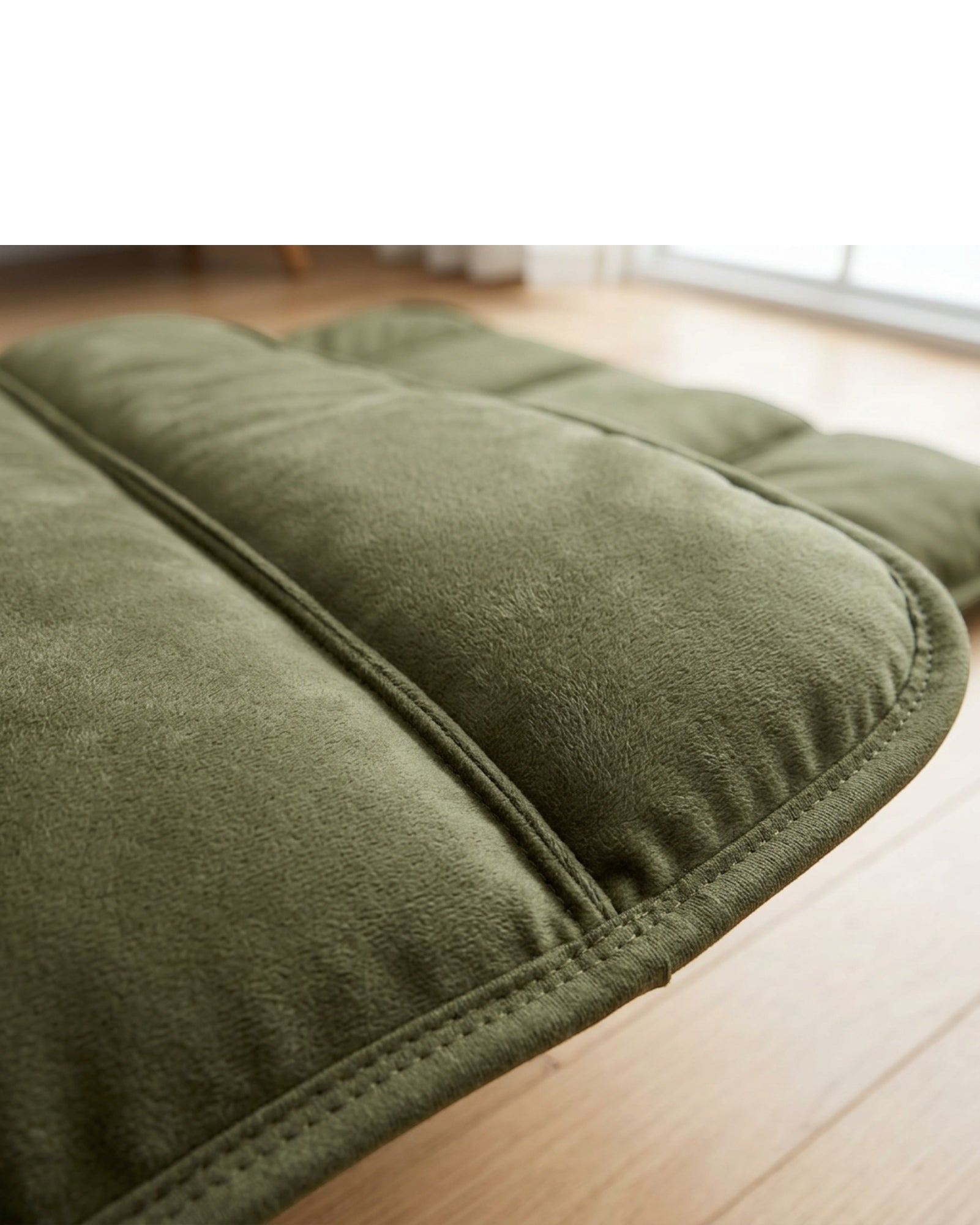 Lvme Channel-Stitched Washable Dog Bed Mat 115 x 75 cm Olive - Detail view
