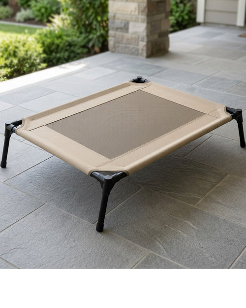 Lvme Elevated Mesh Dog Cot 120 x 80 cm Sand Beige - Lifestyle view