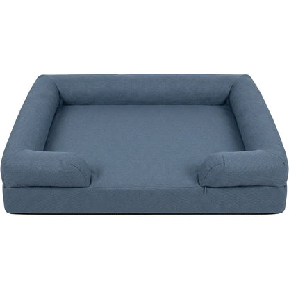 Lvme Memory-Foam Bolster Dog Bed 110 x 80 cm Slate Blue - Product view