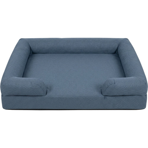 Lvme Memory-Foam Bolster Dog Bed 110 x 80 cm Slate Blue - Product view