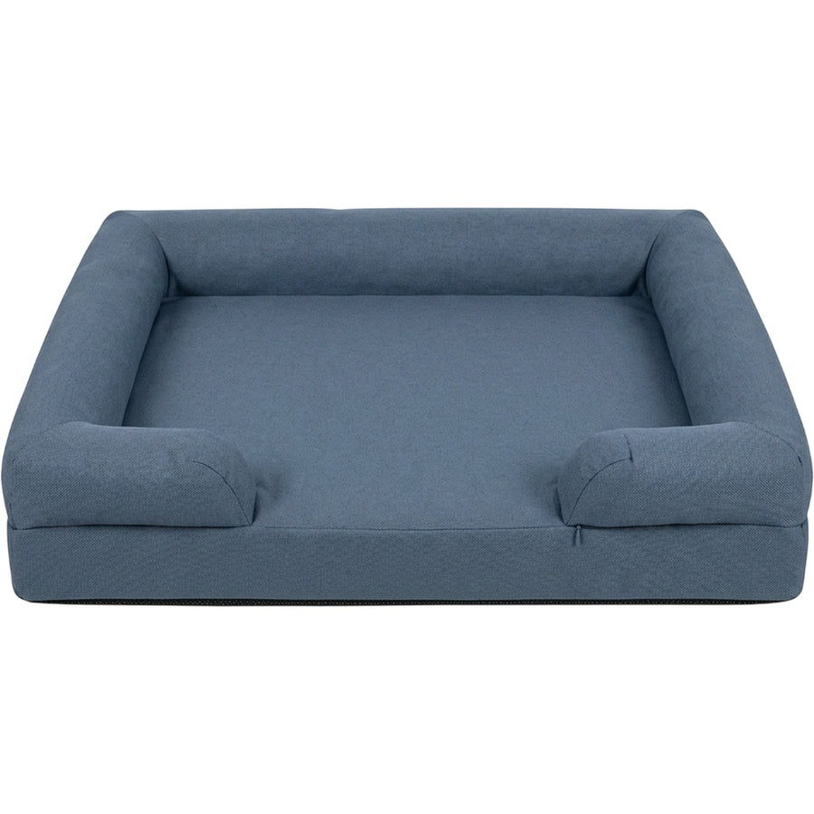 Lvme Memory-Foam Bolster Dog Bed 110 x 80 cm Slate Blue